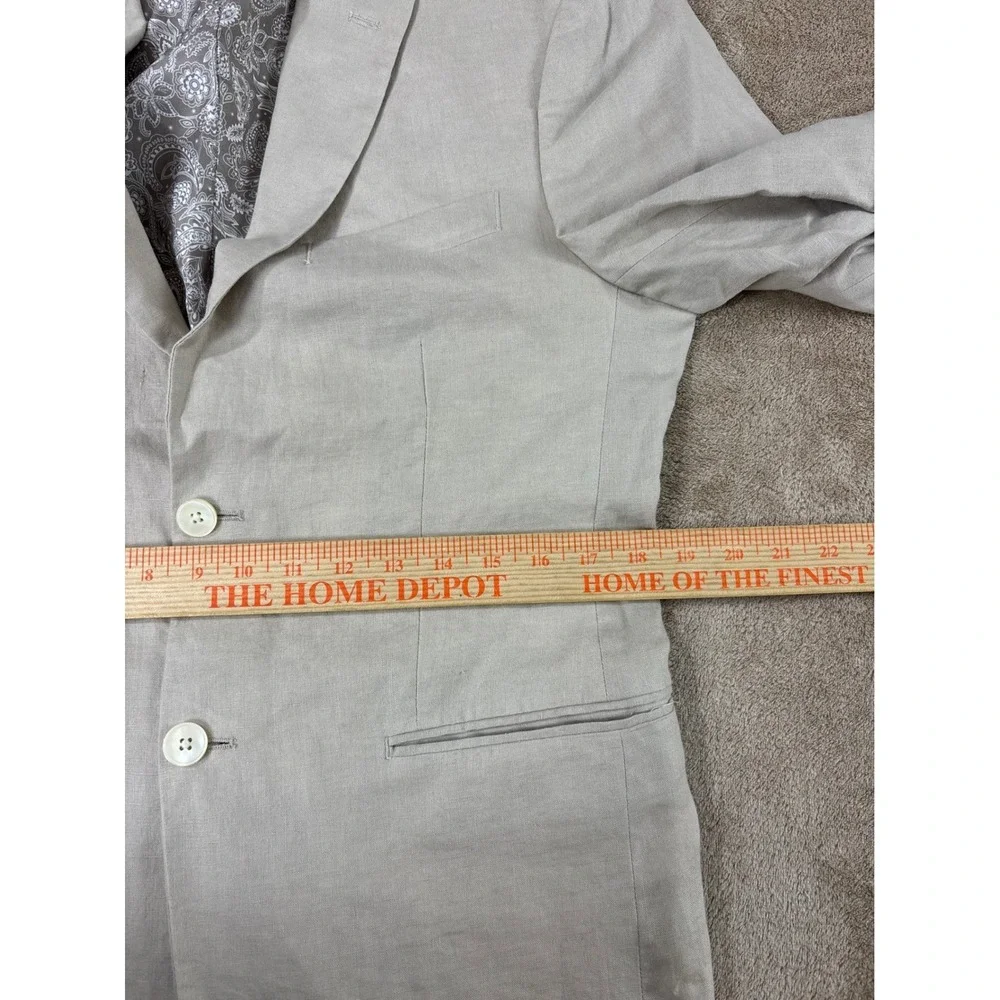Lauren Ralph Lauren Black Label Linen Blazer‎ Men 36R Beige Floral Pattern Lined